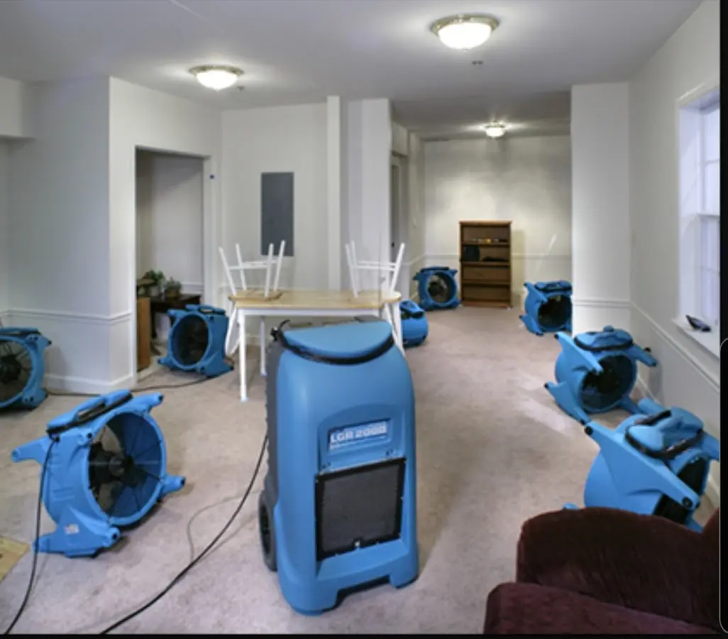 Air movers and dehumidifier setup for Water Extraction & Removal in Evanston